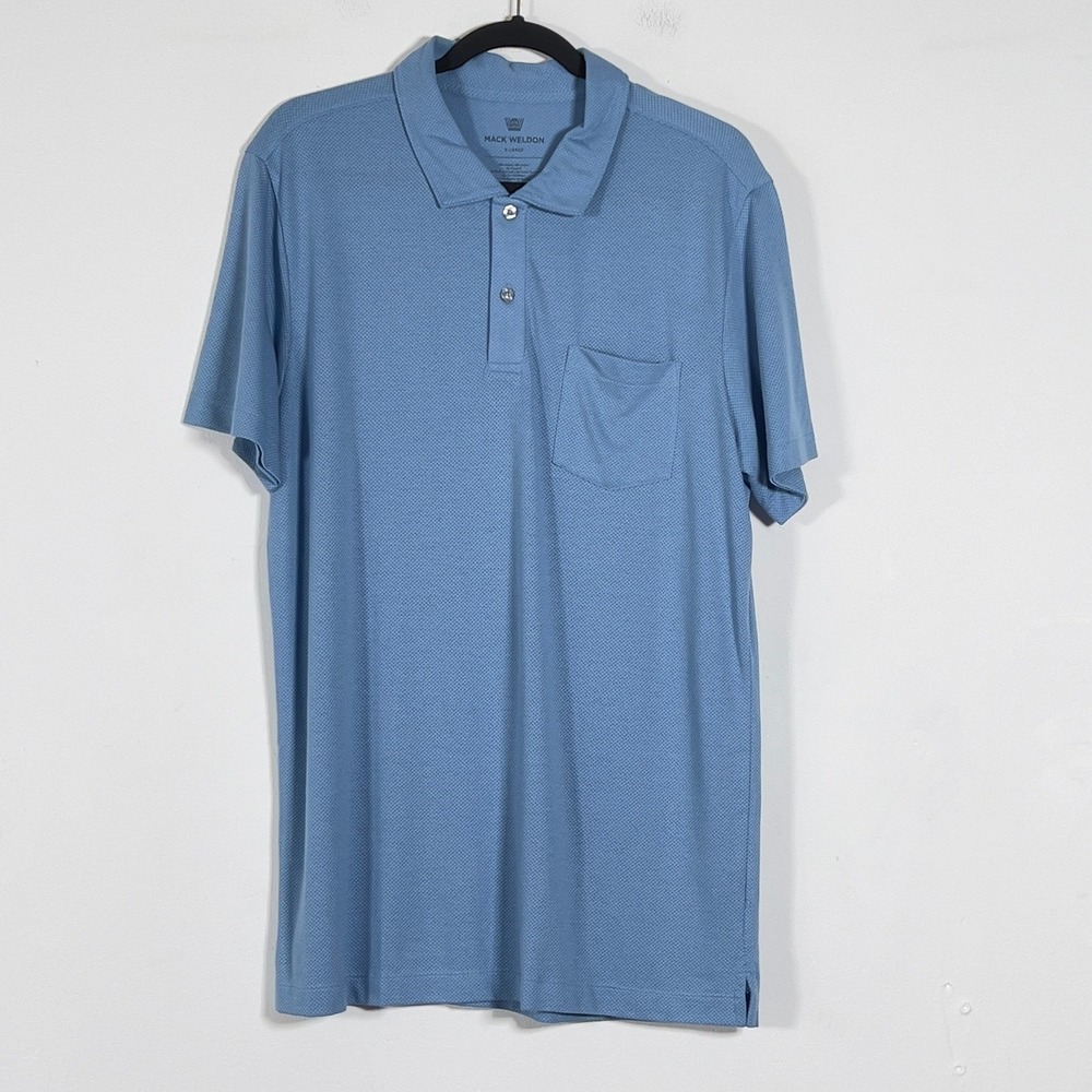Mack Weldon Vesper Polo Shirt Mens Sz XL Blue Short Sleeve